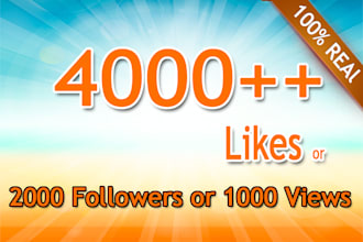 add 4000 INSTAGRAM Photos likes or 2000 Followers views