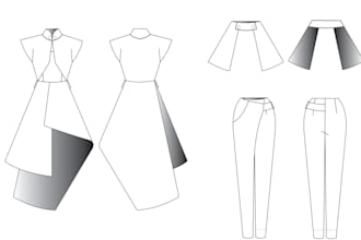 draw technical flat illustrations