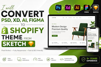 convert figma, PSD, xd or sketch to shopify theme