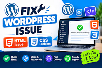 fix wordpress issue, HTML issue, CSS problem