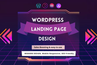 create a responsive wordpress landing page design, web design using elementor