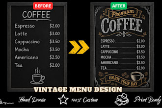 design premium chalkboard menu boards for cafes and restaurants