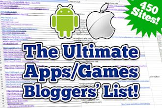 provide 450 urls and contacts of mobile app reviewers and bloggers