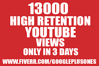 add 13000 High Retention Or Full time view YOUTUBE views to your video