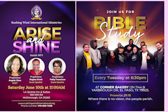 design catchy church ministries flyer or poster