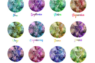 do beautiful unique illustrations of signs of zodiac
