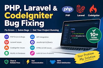 fix PHP laravel codeigniter bugs and errors