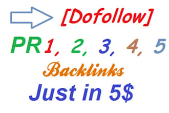 create actual high pr links of pr5, pr4, pr3, pr2 and pr1 backlinks ultimate gig with bonus of pr7 backlink