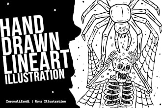 create hand drawn lineart illustration for your youtube