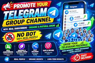 promote your telegram  channel or group with real  users guarantee