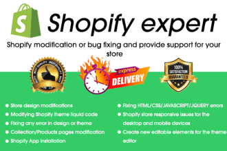 do shopify coding and fix shopify bugs