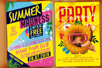 design summer,pool,beach party flyers and social media kit