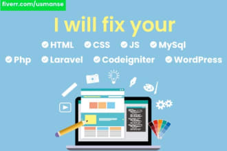 fix and develop html, css, js, php, mysql, laravel website