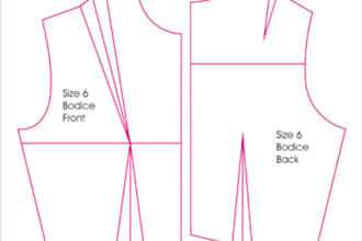 draft a basic skirt or bodice pattern block in the size you require