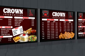 design digital menu board and print menus for restaurant