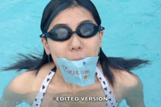 swim up to reveal your url or company name in 1080P HD