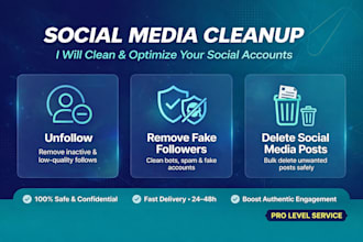 unfollow, remove fake follower, delete social media postes