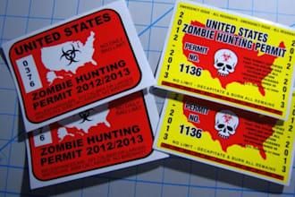 send you 4 zombie hunting permit stickers