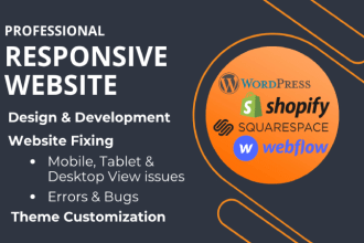 do wordpress, shopify shogun, webflow, square web design, develop and redesign