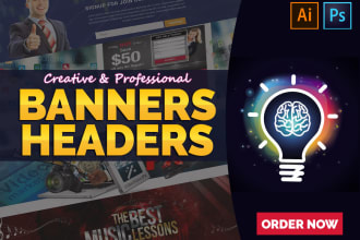 design web banner, ads, header, hero and social media graphics