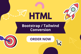 convert figma to html, xd to html, psd to html responsive bootstrap or tailwind
