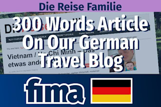 write, publish 300 words article on our german travel blog