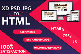 convert xd to html, psd to html responsive