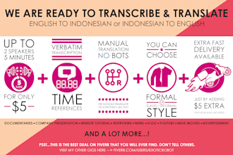 transcribe english or indonesian