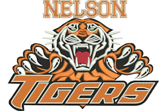 do embroidery digitizing logo design into dst, pes, jef, exp 1 hour