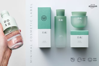 create skin care label design, cosmetics packaging design realistic 3d mockup