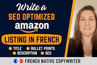 write SEO optimized amazon listing in french for amazon france