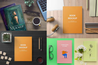do 110 different realistic 3d book mockups