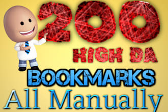 manual 200 high da pr9 social bookmarking backlink 2year old accounts