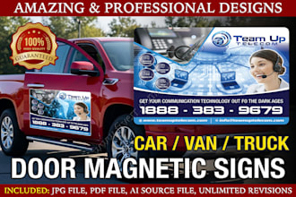 design amazing car, truck, or van door magnet signs