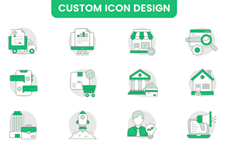 design unique custom icons in modern minimal style