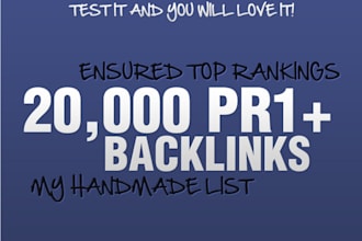 give You A List of 20 Thousand PR1+ Backlinks Within 24 Hours