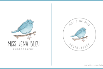 create elegant watercolor and line art logo