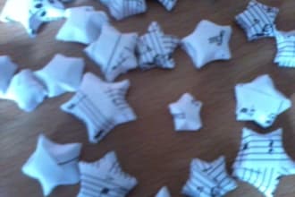 make 100 Origami Wishing Stars from old sheet music