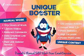 make unique booster SEO link building package to get easy top google positions