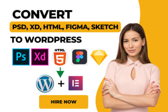 convert xd, PSD, figma to wordpress website using elementor pro