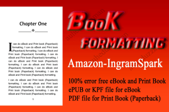 do book formatting for kindle ebook, epub and paperback