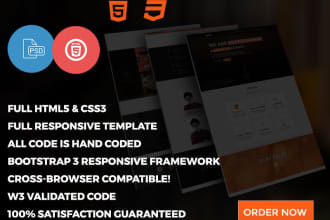 convert PSD to responsive HTML5 css3 using bootstrap 4