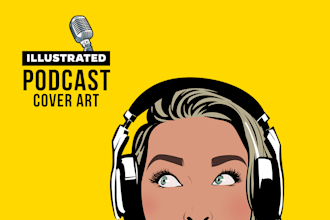 draw a fun podcast cover art in 24h
