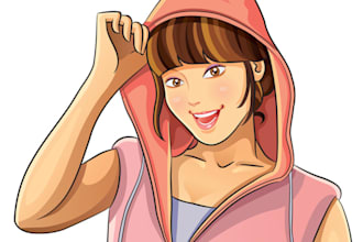 draw cute pretty girls cartoon illustration at any poses with my style