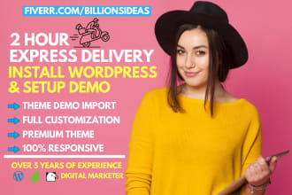 install wordpress and setup theme,  customization