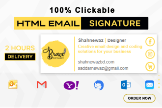 clickable email signature design, email signature html, animated email signature