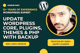 update wordpress core, plugins, themes, and PHP with backup