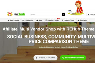create affiliate, multi vendor website with rehub theme