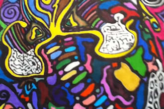 draw you a sharpie abstract drawing on a rectangular sticker