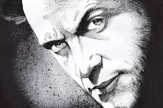draw custom hand drawn dark portrait illustration